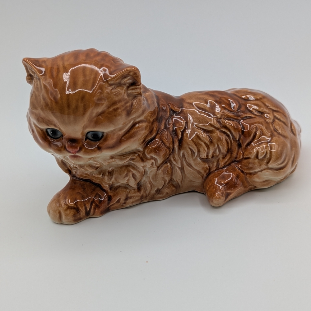 Vintage 1980s Goebel Brown Cat Figurine